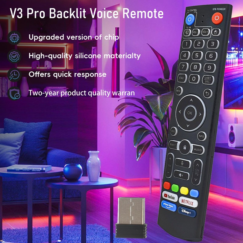 Upgraded V3 Pro Backlit Remote Replacement Voice Remote Compatible with