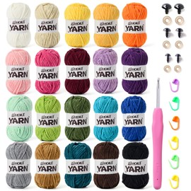 20 Pack Velvet Yarn for Knitting, Chunky Chenille Yarn for Crocheting, Baby Yarn for Crocheting Soft Blanket, Super Bulky 70.5oz(1750yds), Multicolor Amigurumi Yarns Set A
