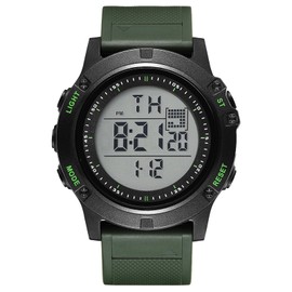 JewelryWe Digital Rubber Strap Watch: Men Military Sports Stopwatch Large Face Luminous Easy Reader Outdoor Alarm Wrist Watches