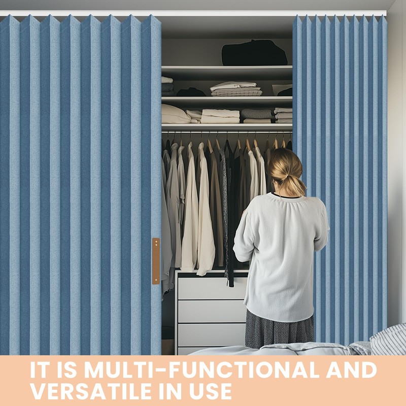 JILRON Accordion Partition Curtain with Ceiling Track - Space-Saving Room