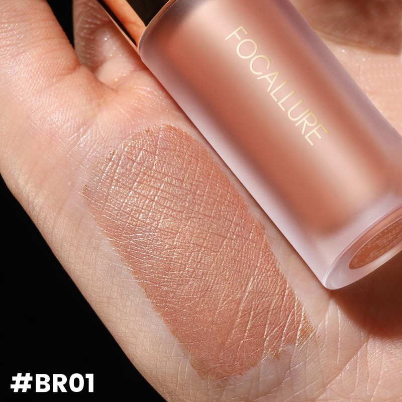 FOCALLURE Shimmer Liquid Highlighter, Smooth Cream Formula and Non-greasy Finish,Delivers