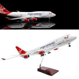 24-Hours 18” 1:130 Scale Model Jet British Airways Virgin B747 Model Planes Kits Display Die-cast Airplane with LED Light(Touch or Sound Control)