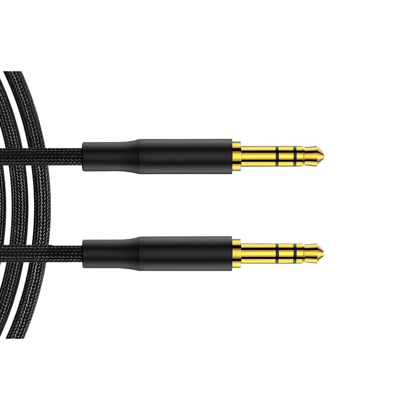 LockMingle Ultra-Strong Black AUX Cable 1m – Braided 3.5mm Lead