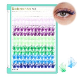 BODERMINCER Lash Clusters Kit 10-12-14-16mm Mixed Natural D Curl Fairy Lashes Pre-glue Lash Extension Kit Bond and Seal Kit For Self Use DIY at Home (Lash KIT M02# Colorful 16MM)