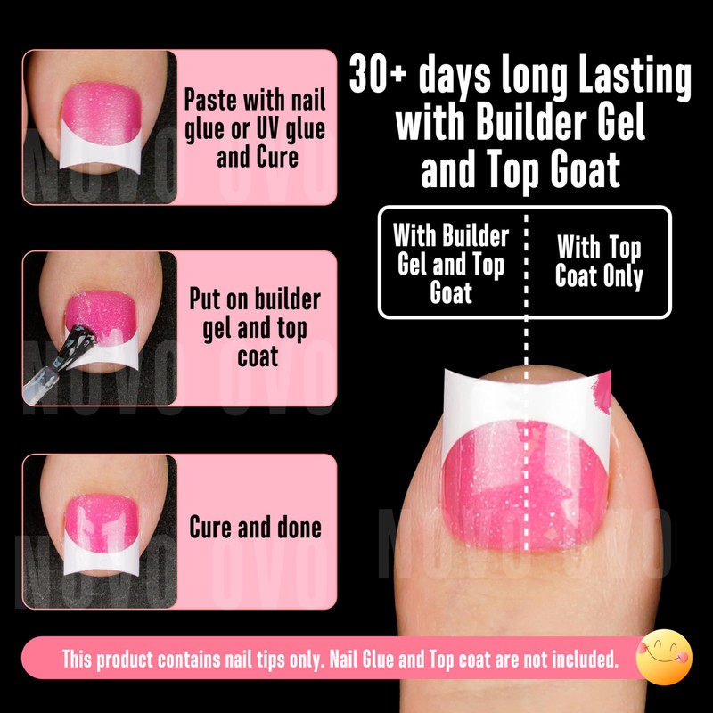 NOVO OVO Short Toe Nail Tips White French Tip Press
