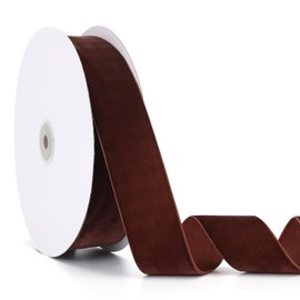 Jeuhoue - Cinta de terciopelo para café, 2 pulgadas x 20 yardas, perfecta para envolver regalos de Navidad, ramos florales, decoración del hogar, decoraciones de fiesta (café de 2 x 20 yardas)