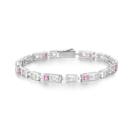 FANCIME Tennis Bracelet, Unisex, 12 Months, Birthstone, Square, 2 Colors, Zirconia, Princess Cut, Power Stone, 7.3 inches (18.5 cm), Amulet, Present, Gift, Women's, Unisex, Brand, Silver, Cubic