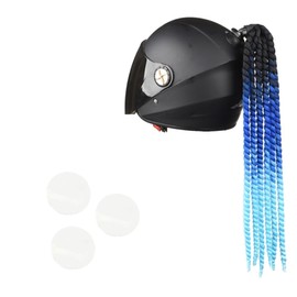Helmet Pigtail, Gradient Bicycle Helmet Braid with Reusable Suction Cup Motorcycle Helmet Ponytails for Motorcycle Bike Cosplay(Helmet not Included)