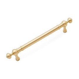 RK International RKI C Satin Brass R.K. International CP 816 SB 5" Center Plain Pull with Decorative Ends