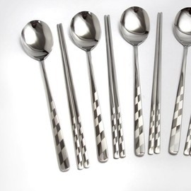 Check Sanding Cutlery Assortment 21-Piece Set / 체크 샌딩수저 종합 21P 세트