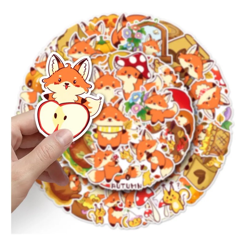 \ `tz Pegatinas Otoñales Little Fox Leisheng, 50 Unidades .