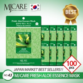 MJ Care 엠제이케어 에센스 마스크팩 알로에 100매 x 23g 수분공급+청정+진정 1일1팩 MJ Care Essence Mask Pack Aloe 100 sheets x 23g Moisturizing + Purifying + Soothing 1 pack per day