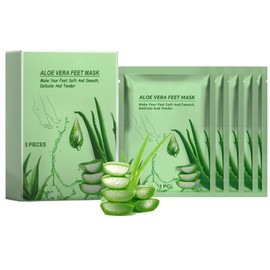 Zonoori Aloe Vera Foot Mask Socks, Moisturising Foot Mask for Dry and Cracked Feet 5 Pairs