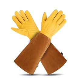 Luzaya Rose Pruning Gloves for Women/Men，Long gardening Gloves, Owhide Anti-stab Garden Gloves, used in pruning Roses/Gardening/Logging/Farm/Cactus