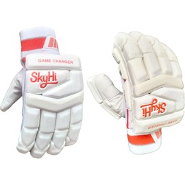 Skyhi Game Changer Cricket Batting Gloves | Lighweight Leather Cricket Batting Gloves for Mens Right Hand and Left Hand Batsman (Right Hand)