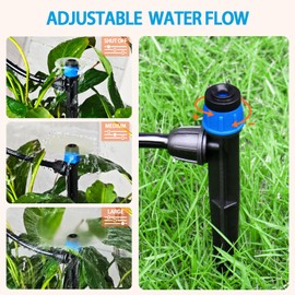 Gardrip 25 Pieces Drip Emitters Fan Shape with Stake for 1/4" Irrigation Tubing: Adjustable 360 Degree Water Flow Irrigation Universal Vortex Sprayer On 5" Stake Drip Pipe Sprinklers Fittings