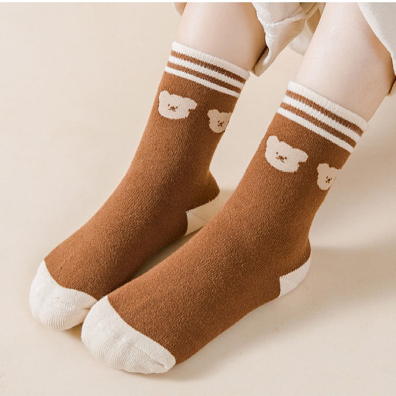 Children Socks Mid Calf Combed Cotton Thickened Cartoon Pattern Toddler