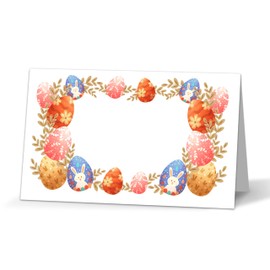 Easter Table Place Cards, Easter Eggs Seating Place Cards for Tables, Holiday Party Tent Cards, Food Tent Labels for Easter Party, Scored for Easy Folding, 25 Pack(A02)