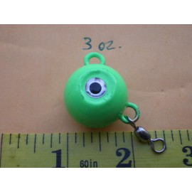 Unbranded 12 PCS FLUKE EAR BALL JIGS NEON GREEN/SILVER EYE/#3 SWIVEL 3,2,1-1/2,1 OZ. 3 EA.