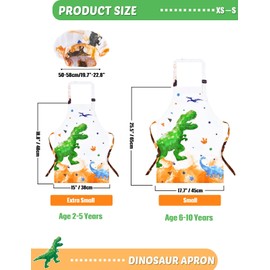WERNNSAI Kids Aprons and Chef Hat Set Boys Art Aprons Set Child Painting Art Smock Cooking Gardening Painting Smock with Pocket Paint Smock Child Artist Costume Chef Costume Kids Chef Outfit Dinosaur