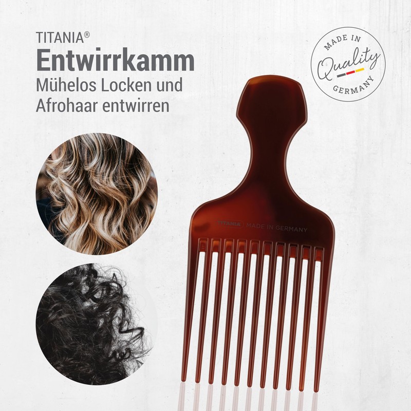TITANIA Afro Comb (Brown) | Comb for Afro Hair |