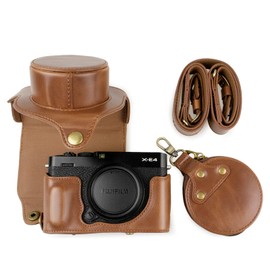 MUZIRI KINOKOO XE4 Mini Lens Bag PU Leather Detachable Adjustable Shoulder Strap Coffee Retro Style, coffee, Retro style