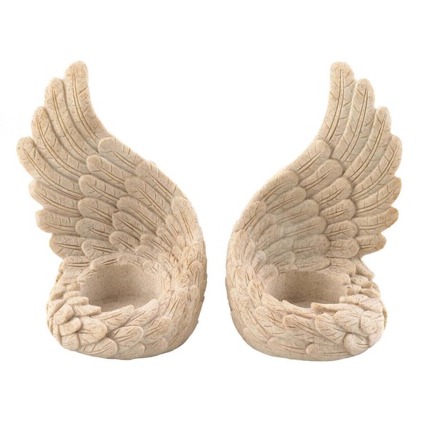 Accent Plus Wings of Devotion - Juego de portavelas con diseño de alas de ángel