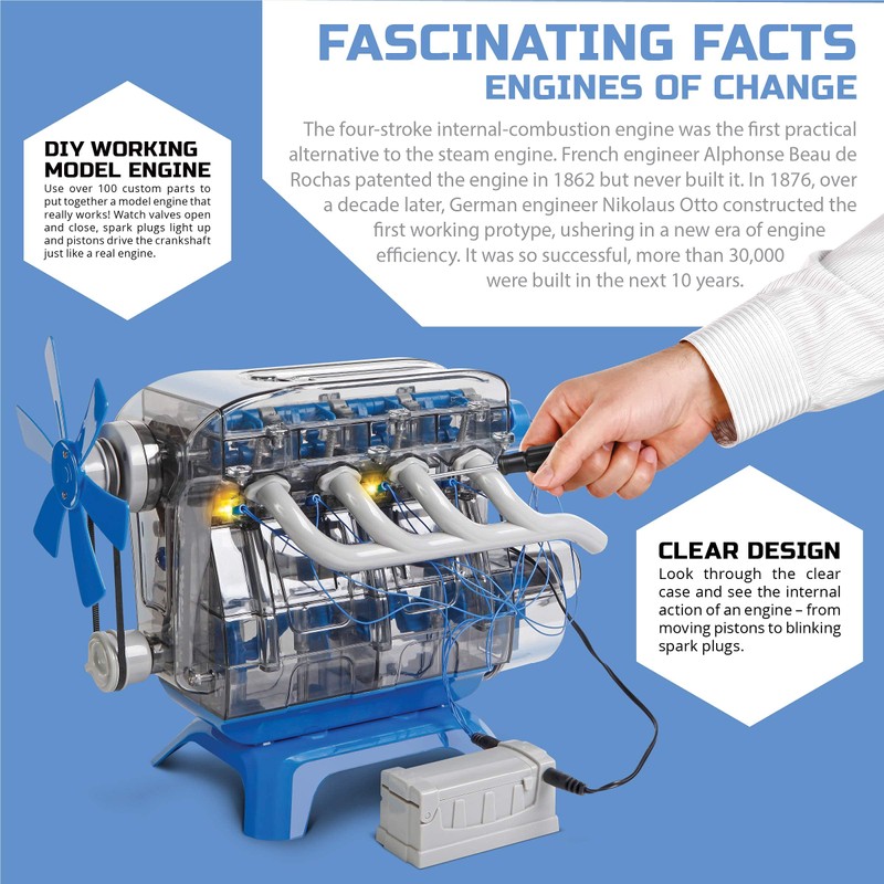 Discovery Model Engine Building Kit, DIY 4-Cylinder Combustion Engine, Working