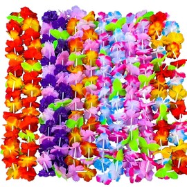 100PCS Soft Necklaces Hawaiian Leis Luau Partyecorations Tropical Party Favors Lei Hawaiian Flower Perfect for Your Hawaii Luaus Party.