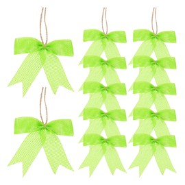 PATIKIL 3 Inch Mini Burlap Bows for Crafts, 12 Pcs Handmade Bow Knot Natural Decorative Ornament Bow Pre-Tied Christmas Bowknot for Festival Holiday Party Supplies, Green