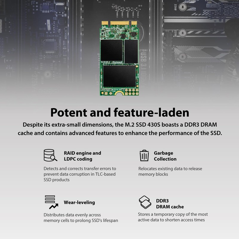 Transcend MTS430 128GB M.2 2242 SATAIII SSD with Dram Cache,