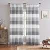 Central Park Gray Charcola Stripe Sheer Color Block Window Curtain