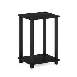 Furinno Simplistic 1-Tier End Side Night Stand/Bedside Table with Plastic Poles, Espresso/Black