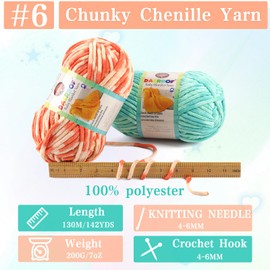 Chunky Chenille Yarn for Crocheting #6 Super Bulky Blanket Yarn