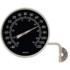 Décor High Contrast Black 4" Dial Thermometer (Satin Nickel)