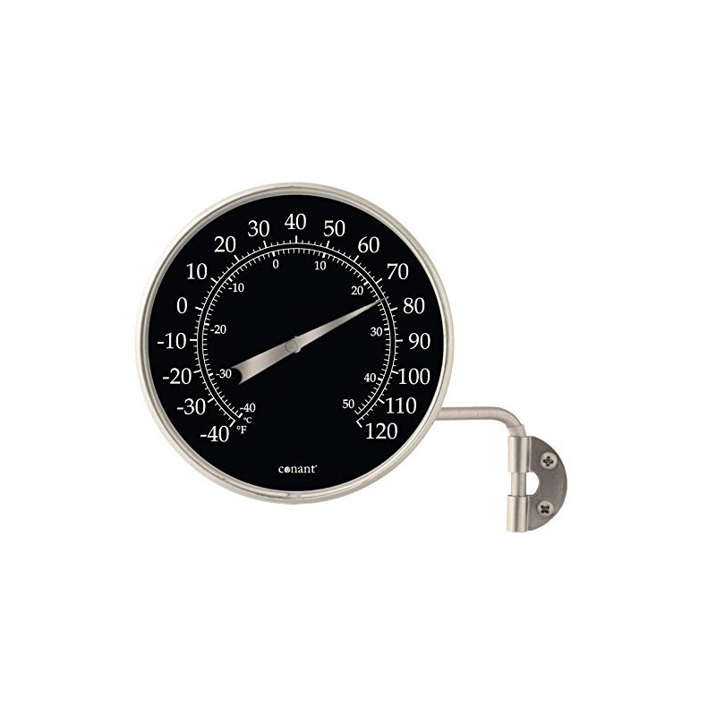 Décor High Contrast Black 4" Dial Thermometer (Satin Nickel)