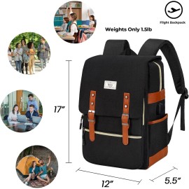 Ronyes Vintage Laptop Backpack for Women Men,15.6 inch Bookbag Casual Daypack wi