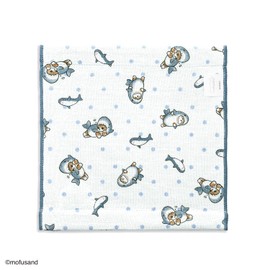 mofusand 43-0100070 Shark Towel Handkerchief, Blue, Cat, Cute Gauze Pile, Approx. 9.4 x 9.4 inches (24 x 24 cm)