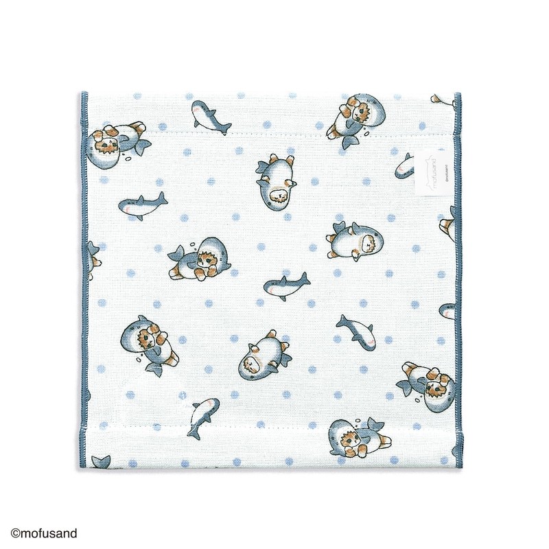 mofusand 43-0100070 Shark Towel Handkerchief, Blue, Cat, Cute Gauze Pile,