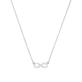 Amor Women's Necklace with Infinity/Pendant 925 Silver Rhodium Plated Round Cut White CZ 510066, Silver, Silver