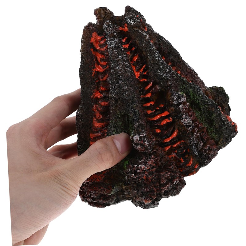 Kisangel 1Pc Pneumatic Volcano Decoration for Fish Tank Resin Aquarium