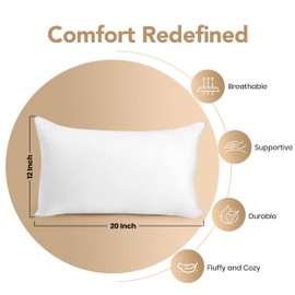 Utopia Bedding Outdoor Pillow Inserts 12 x 20 Inches (Pack of 2, White), Water Resistant Garden Throw Pillows for Patio and Porch Furniture