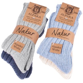 BRUBAKER Warm Alpaca Socks for Men or Women - 4 Pairs