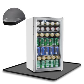 SEILETOO Mini Fridge Silicone Mat with Raised Edge, 24''x24'' Heavy Duty Under Refrigerator Mat, Mini Fridge Drip Pan Protect From Appliance Leaks Water Spills, Easy to Clean