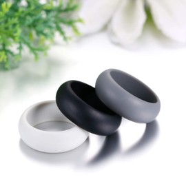 JewelryWe Mens Pack of 3 Silicon Rings Breathable Rubber Wedding Ring for Men (Size 6-12)