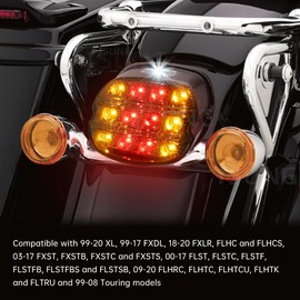 TSUNG Rear LED Brake Tail Light with Turn Signals Taillight Compatible with Harley Dyna Road King Electra Glide Sportster Heritage Softail Fatboy Touring (5Wire-Smoke Lens)