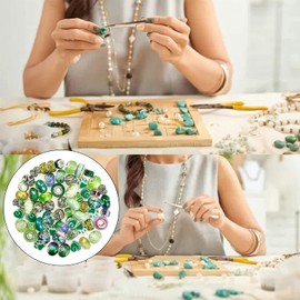 60 Pieces European Assorted Large Hole Spacer Beads Assortments Glass Charm Beads Rhinestone Beads Supplies for DIY Necklace Bracelets Jewelry Making