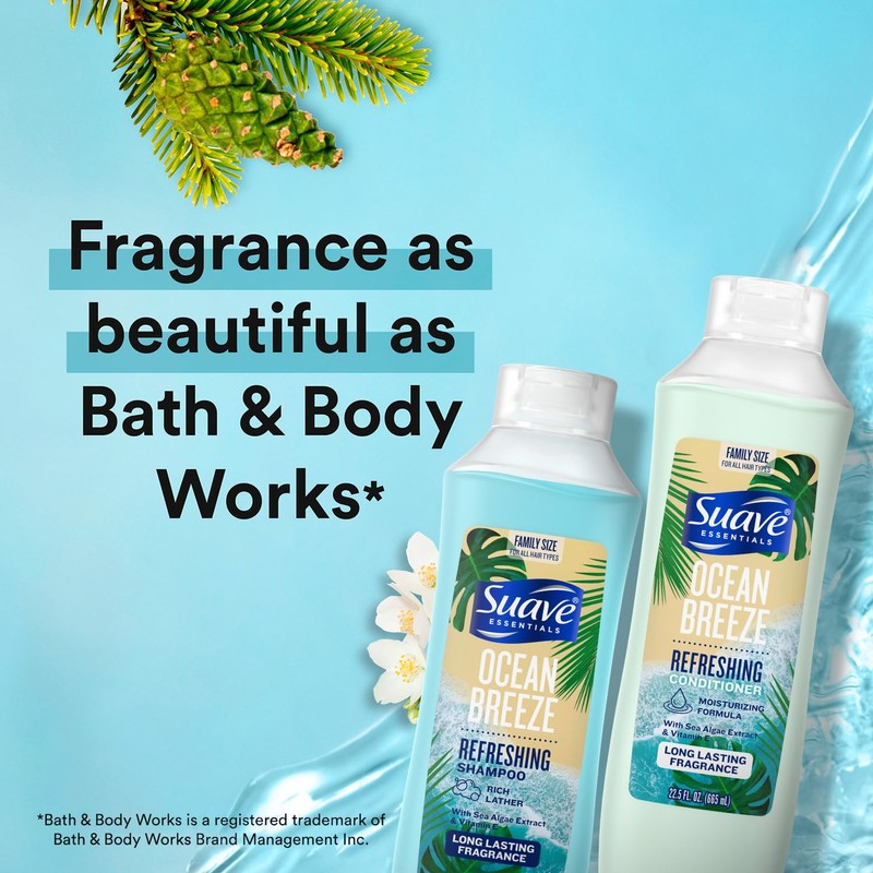 Suave Body Wash 2-Pack + Refreshing Shampoo & Conditioner, Ocean