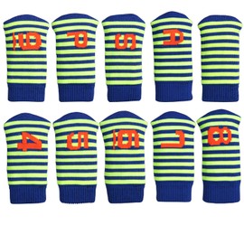 10 Pack Golf Iron Headcovers Stripe Pattern with Iron Headcovers Count (Green x Blue)