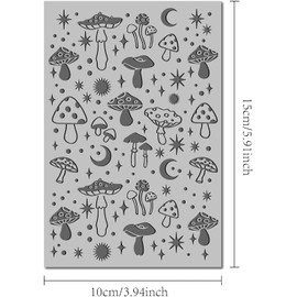 arriettycraft Polymer Clay Mushroom Texture Sheets for Earrings Jewelry Making, Boho Style Clay Moon Texture Mats for Polymer Clay Projects Mushrooms Stamps for Clay Earrings Tools